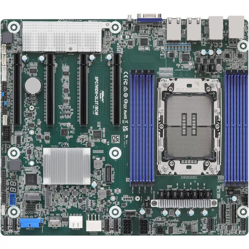 Placa-mãe ASRock SPC741D8-2L2T/BCM 1x LGA4677 Intel Xeon Scalable 4.ª/5.ª Ger. C741 (8xDIMM, NVMe, 2x10GbE, 2xGbE, IPMI)