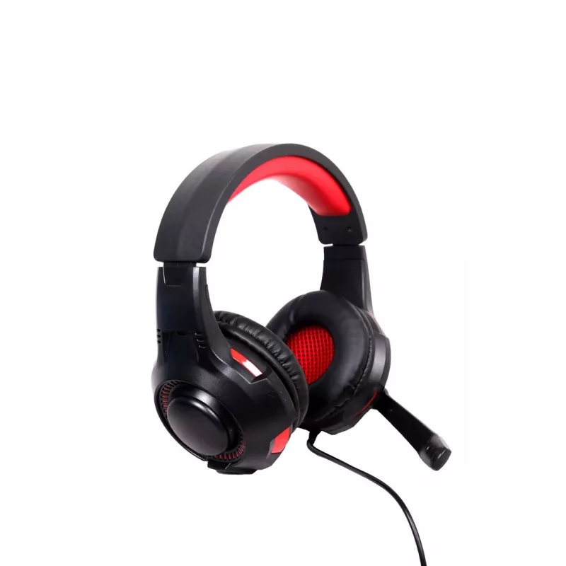 Headset gaming com fios GEMBIRD GHS-U-5.1-01 — over-ear, suporte 5.1, 20–20.000 Hz, cabo de 2 m, vermelho/preto
