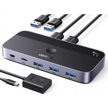 Comutador KVM USB UGREEN CM662 2x4 saída, preto