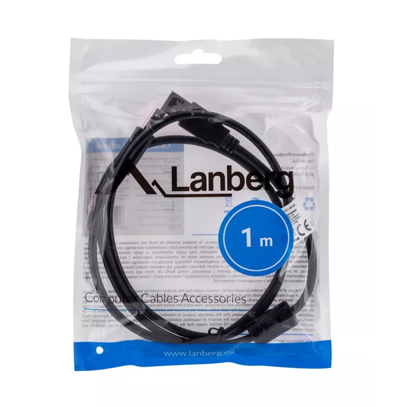 Cabo USB Lanberg CA-USBA-11CC-0010-BK 1 m 2.0 USB B preto
