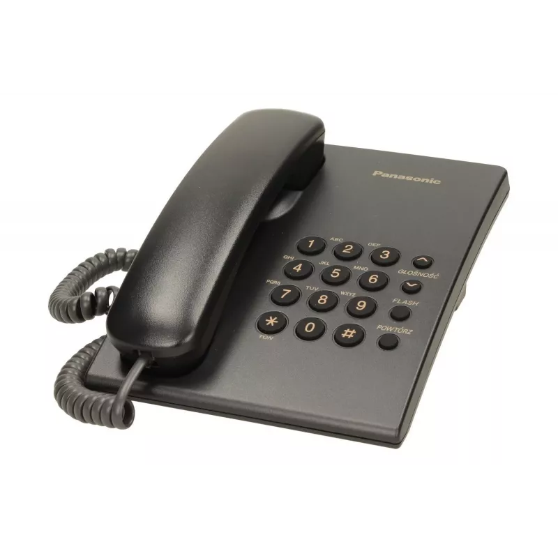 Telefone com fio Panasonic KX-TS500 preto com identificação de chamadas e alta-voz