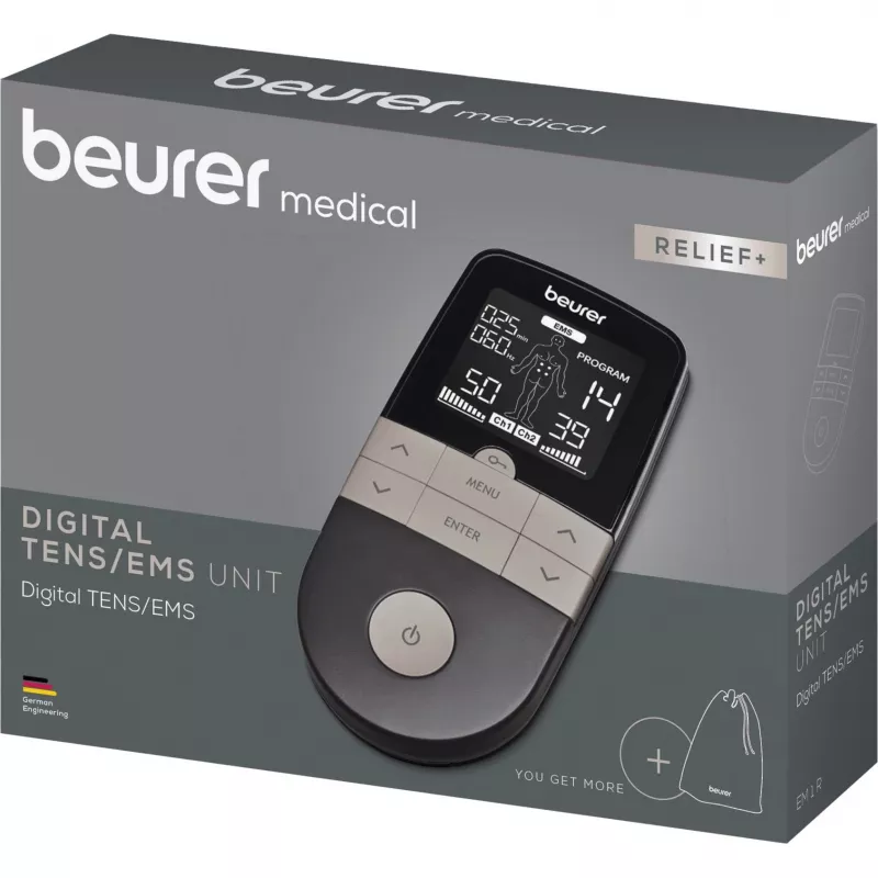 Aparelho de eletroestimulação TENS/EMS Beurer EM 1 RELIEF+ (modelo 60428) antracite