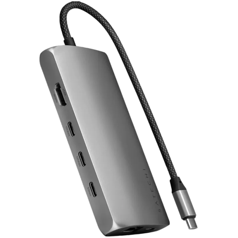 Adaptador multiportas Satechi USB-C 8K com Ethernet V3 space grey (ST-P8KEM)