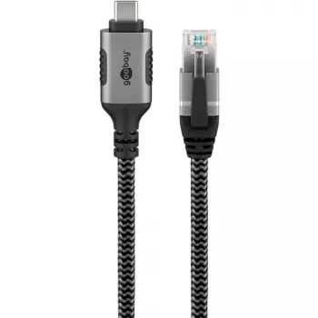 Goobay 70755 cabo USB-C para RJ45 Ethernet CAT 6 para ligação à Internet com fios estável com router/modem/switch de rede/substitui adaptador USB para RJ45 / 1