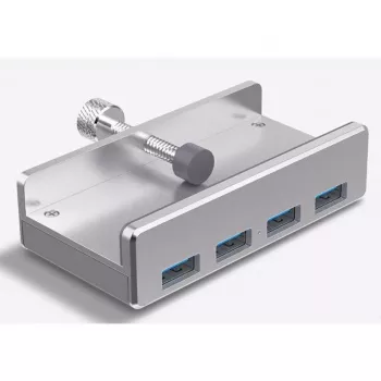 Hub de interfaces ALLNET ALL-USB3-HUB-4-CLIP USB 3.2 Gen 1 (3.1 Gen 1) Type-A 5000 Mbit/s prateado (ALL-USB3-HUB-4-CLIP)