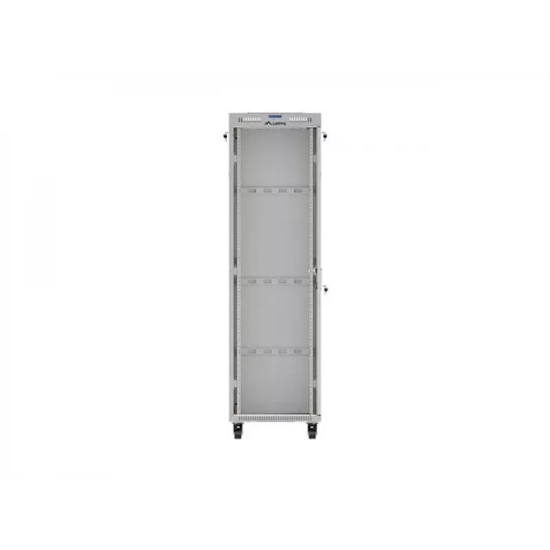 Armário rack de chão LANBERG 19 polegadas 42U 600×600 mm cinzento com porta de vidro e LCD (embalagem plana)
