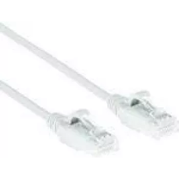 Cabo de rede ACT branco 10 metros LSZH U/UTP CAT6 Datacenter Slimline com proteção da patilha e fichas RJ45
