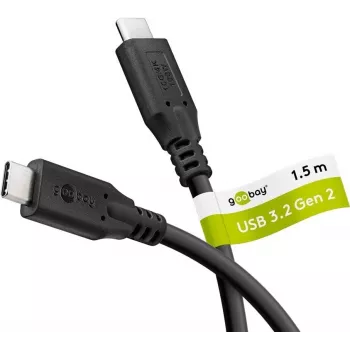 Cabo USB-C Goobay USB 3.2 100 W 10 Gbit/s Power Delivery 1,5 m - -ficha> (74201)