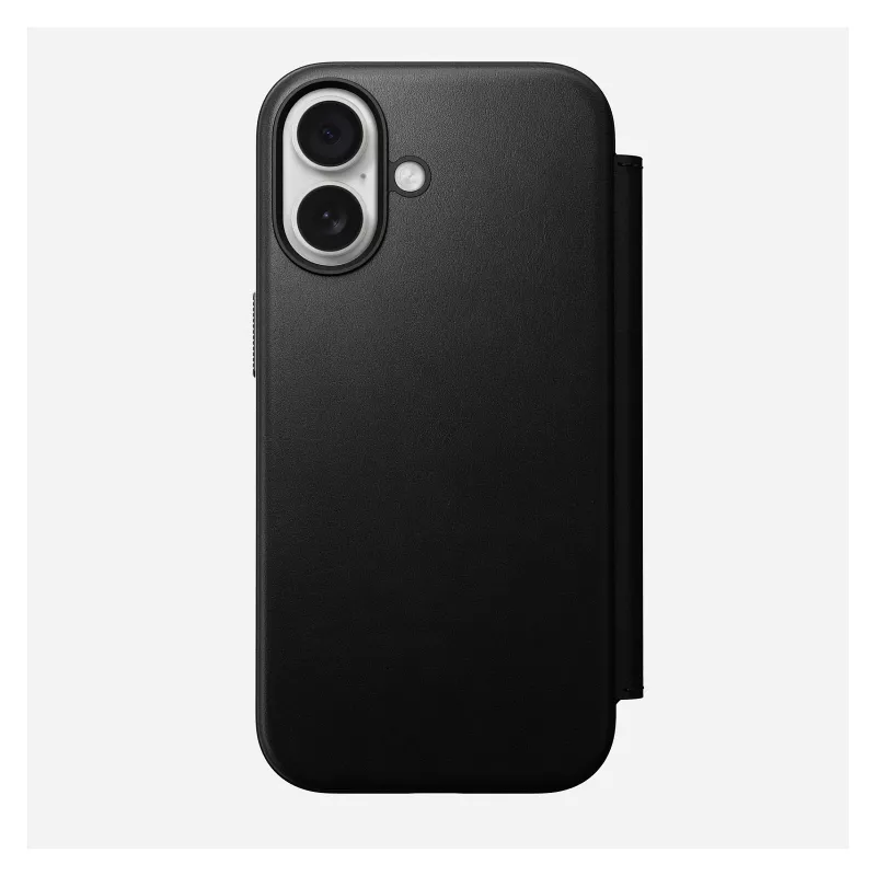 Capa tipo carteira para telemóvel Nomad Modern Leather Folio para Apple, compatível com ecrãs até 16 cm (6,3 polegadas), preta