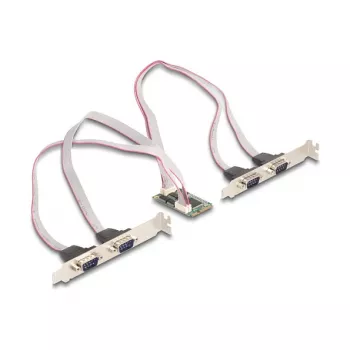 Placa de interface RS-232 interna DELOCK 95278 — host Mini PCI Express, 4× saídas RS-232, FIFO 256 B, 30×51×10 mm
