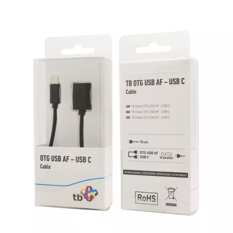 Cabo TB OTG USB AF - USB C 15cm preto (AKTBXKU4PAC015B)