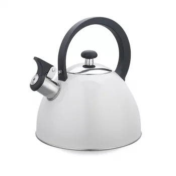 Chaleira Maestro MR-1302-WG 2,5 L, corpo em aço inoxidável, branco, apito rebatível