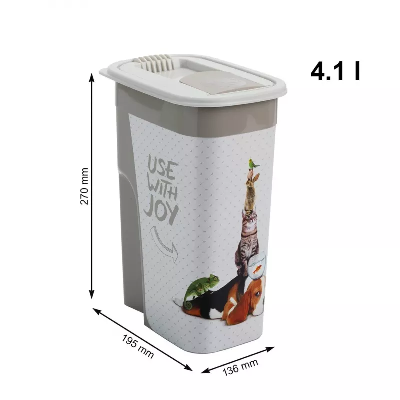 Recipiente de armazenamento de ração rotho Flo bege-castanho plástico 4,1 L, 270 mm de altura