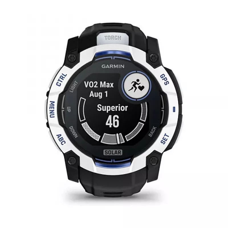 Smartwatch GARMIN Instinct 3,05 cm (1,2 polegadas) AMOLED 45 mm 390x390 px ecrã tátil preto branco GPS 4 GB 53 g pulseira de silicone