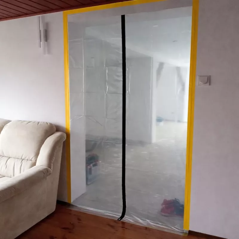 Porta de proteção contra poeira para renovação, cortina de poeira 220X110 reta