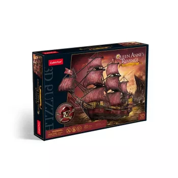 Puzzle 3D cubicfun Queen Anne's Revenge Anniversary Version – modelo 306-T4040H, navio de coleção para montar