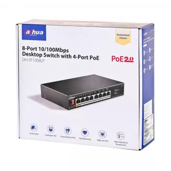 Dahua Technology PoE SF1008LP switch não gerido L2 Fast Ethernet (10/100) Power over Ethernet (PoE) preto
