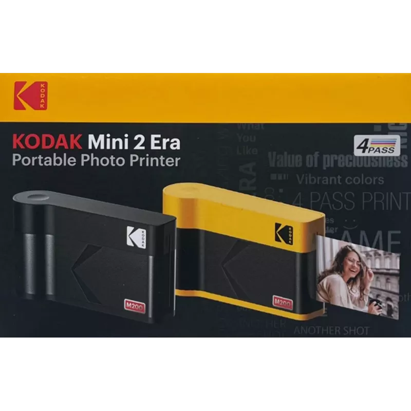 Máquina fotográfica instantânea Kodak Mini 2 Era preta — máquina fotográfica instantânea compacta, impressão a cores