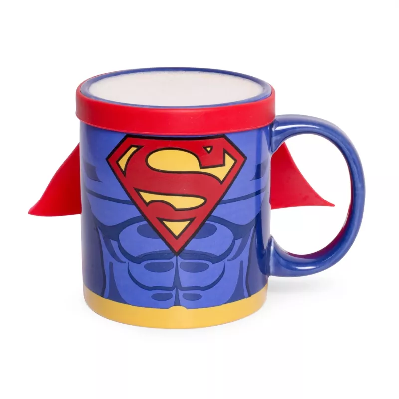 Caneca Thumbs Up Superman com capa, imagem única, 0,25 l, azul, vermelho, cerâmica, silicone, universal, 1 unid.