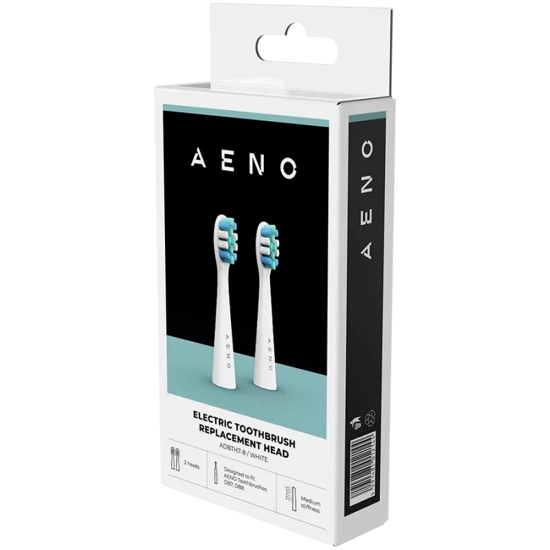 Cabeças de escova de substituição AENO, branco, cerdas Dupont, conjunto de 2 (para ADB0007/ADB0008)