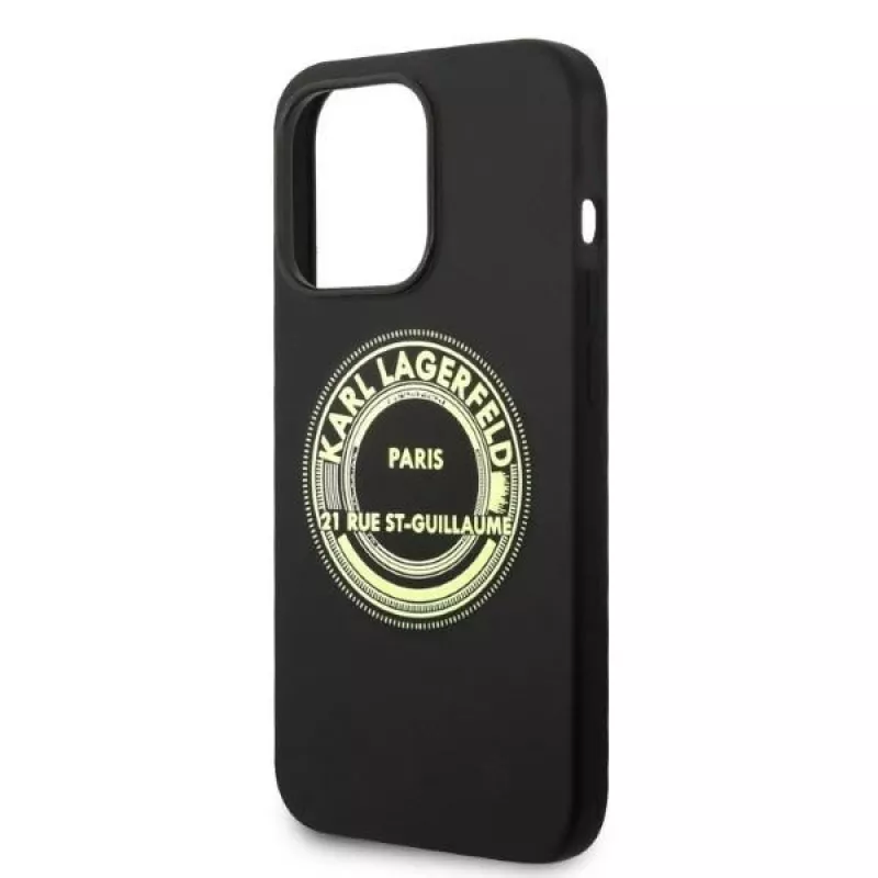 Capa Soft Cover Silicone RSG preta Karl Lagerfeld para Apple iPhone 14 Pro KLHCP14LSRSGRCK