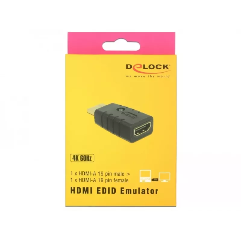 Adaptador HDMI (macho) > HDMI (fêmea), emulador EDID (preto)