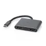 Adaptador USB-C™ Nedis USB 3.2 Gen 1 | ficha USB-C™ | 2x HDMI™ | | 4K@30Hz | 0,10 m | Redondo | niquelado | PVC | Preto | Caixa (CCGB64670BK01)