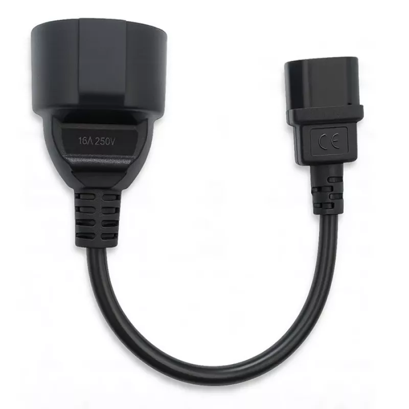 Adaptador de alimentação QOLTEC IEC 320 C14 para ficha francesa, cabo de 0,15 m