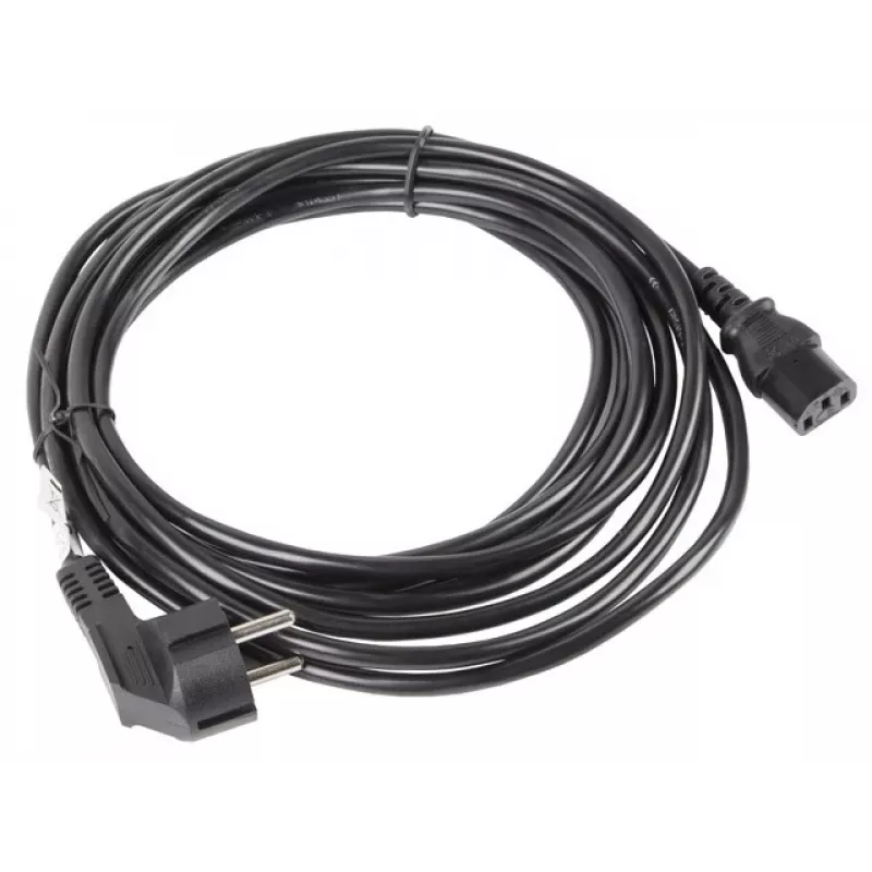 Cabo de alimentação LANBERG CA-C13C-11CC-0050-BK – 5 m, conector fêmea C13 para CEE7/7, C13 angular