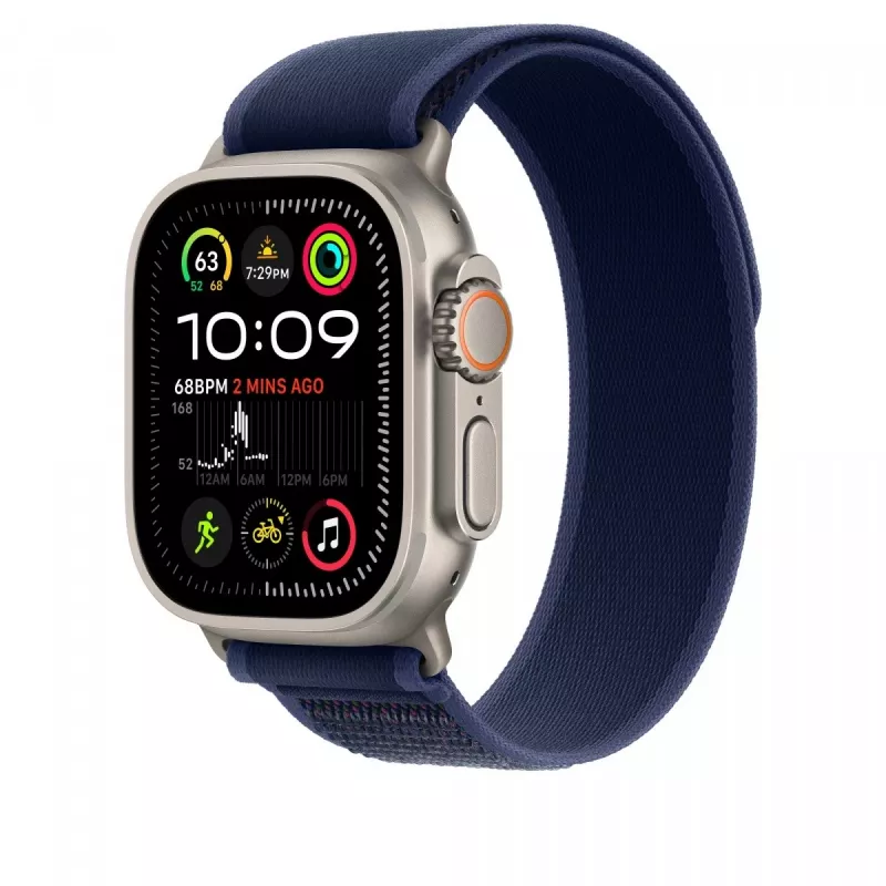 Apple 49mm Blue Trail Loop - S/M - Acabamento em titânio natural