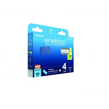 Pilhas recarregáveis PANASONIC ENELOOP AAA 800 mAh 4 unid. + estojo (BK-4MCDE/4CP+CASE)