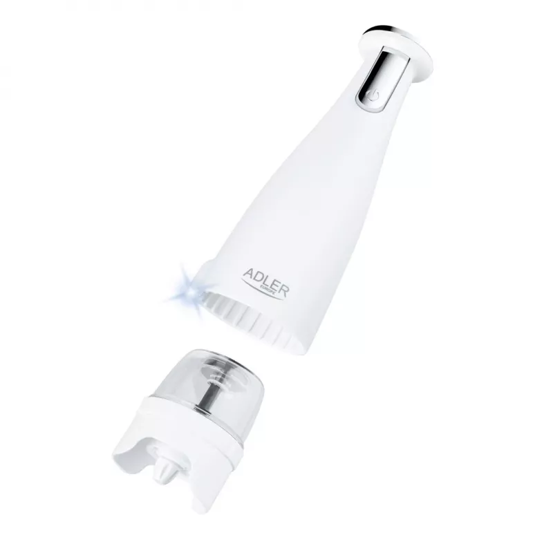 Conjunto de saleiro e pimenteiro Adler AD 4449W aço branco, moinho cerâmico, 150 ml, recarregável USB-C
