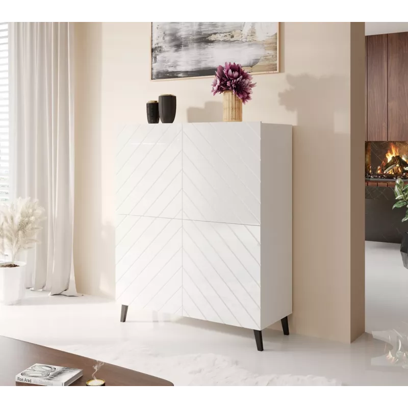 Estante Cama Meble ABETO 100,5 x 40 x 121,5 cm branco/branco brilhante, armário de parede de chão
