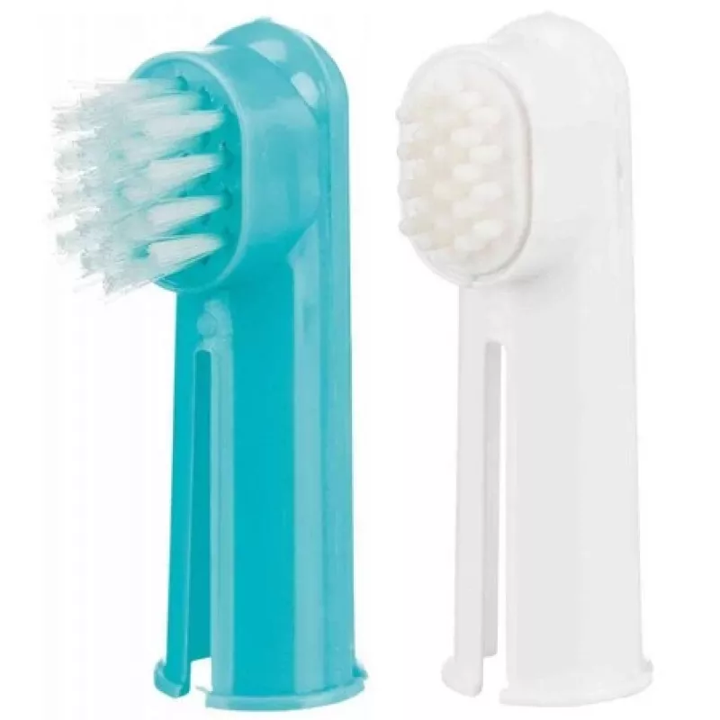 Escova de dentes de dedo para animais Trixie 2550 — tecnopolímero, 60 mm de altura, pack de 2, para gatos e cães