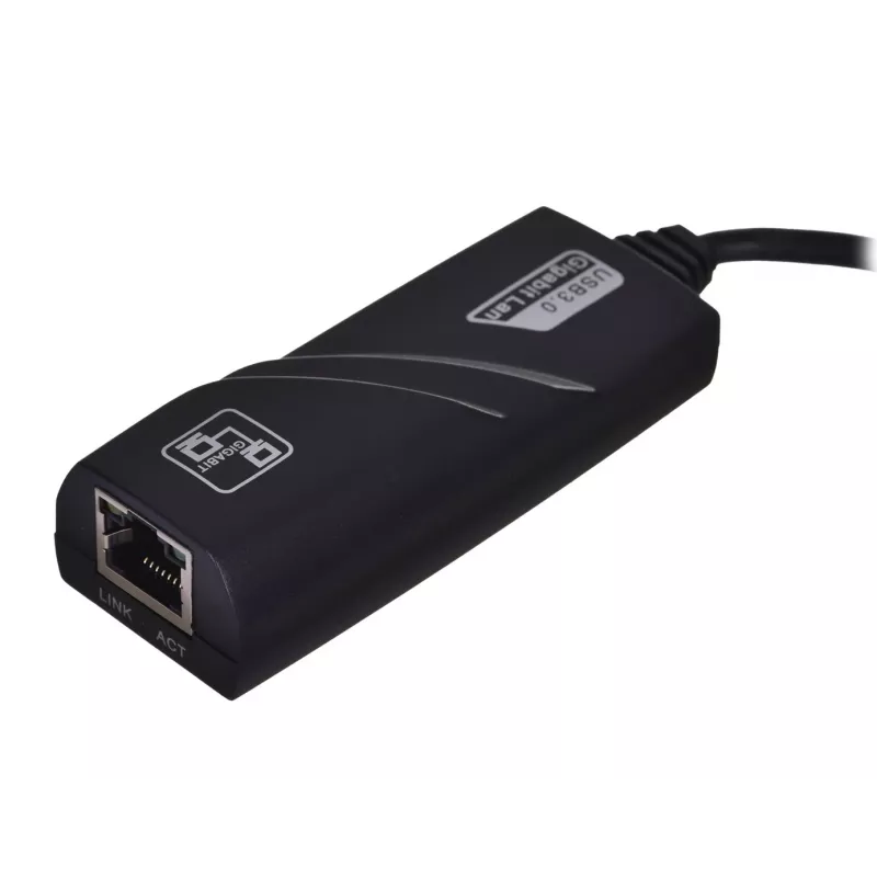 Adaptador Akyga AK-AD-31 USB 3.0 para Gigabit Ethernet, RJ45, cabo de 15 cm, preto