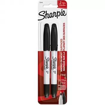Sharpie 1985878 - preto - preto - branco - ultrafino - 650 m - tecido - vidro - papel - plástico - madeira - 2 unid.