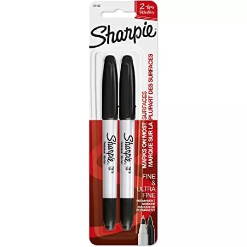 Sharpie 1985878 - preto - preto - branco - ultrafino - 650 m - tecido - vidro - papel - plástico - madeira - 2 unid.