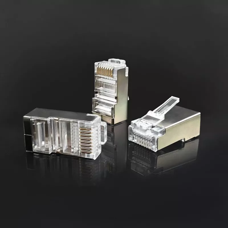 Ficha RJ45 modular QOLTEC 54554 CAT5e FTP, 100 unidades, prateado, plástico, 11×22×18 mm