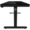 Secretária gaming de altura ajustável com dois motores, função sentado/em pé, carregador sem fios, iluminação RGB, painel de controlo e portas USB, tampo em vidro temperado, preto
