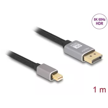 DeLOCK Cabo Mini DisplayPort para DisplayPort 8K 60 Hz 1 m cinzento metal sem bloqueio