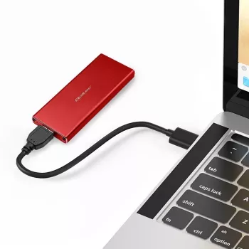 Caixa para SSD QOLTEC 51831 USB 3.0 para unidades M.2 SATA até 2 TB, vermelha, suporta 30 mm de comprimento, até 4 unidades