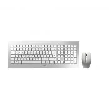 Teclado e rato CHERRY DW 8000 incluídos Office RF sem fios QWERTZ alemão prateado, branco