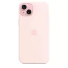 Capa de silicone com MagSafe para iPhone 15 Plus – Rosa-claro