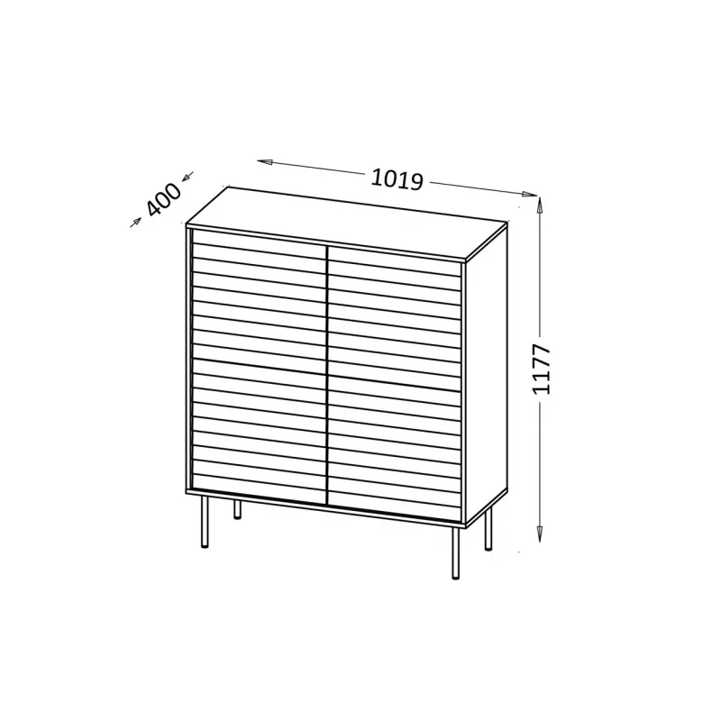 Cama Meble CORTINA 4D cómoda, 102x40x118 cm, preta