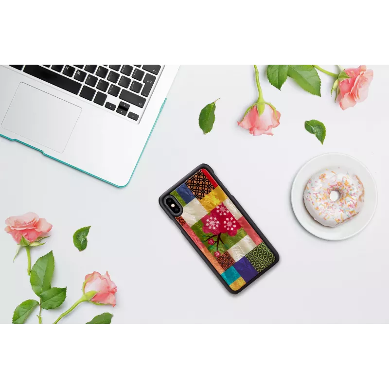 Capa de proteção para smartphone iKins para iPhone XS Max – padrão de flores de cerejeira, preta