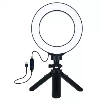 Anel de luz LED 16 cm com tripé 12-14,5 cm, USB