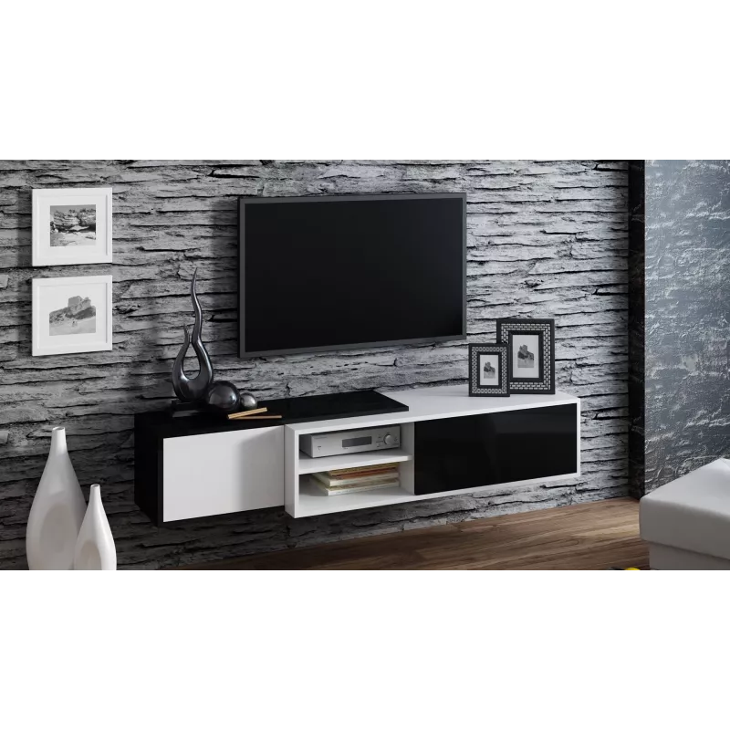 Móvel de TV Cama SIGMA1 180 branco/preto brilhante
