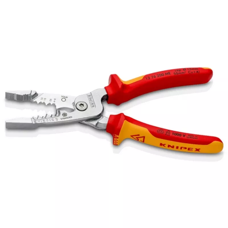 Descarnador de cabos Knipex 13 76 200 ME capacidade de descarnar 6 mm vermelho aço inoxidável amarelo