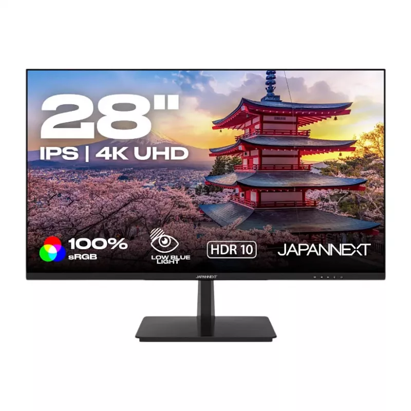 Monitor JAPANNEXT 4K UHD 71,1 cm (28 polegadas) 3840x2160 píxeis, painel IPS, 5 ms, 60 Hz, AMD FreeSync, HDMI, DisplayPort (JN-I280UHD60F-P)
