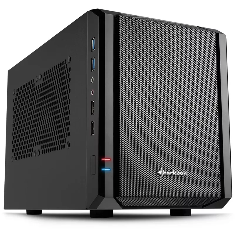 Sharkoon QB One Preto - Midi/Minitower ITX, Mini-ITX 3,5 - Fonte de alimentação para PC/Servidor Arrefecedor - USB, USB 2.0, USB 3.0